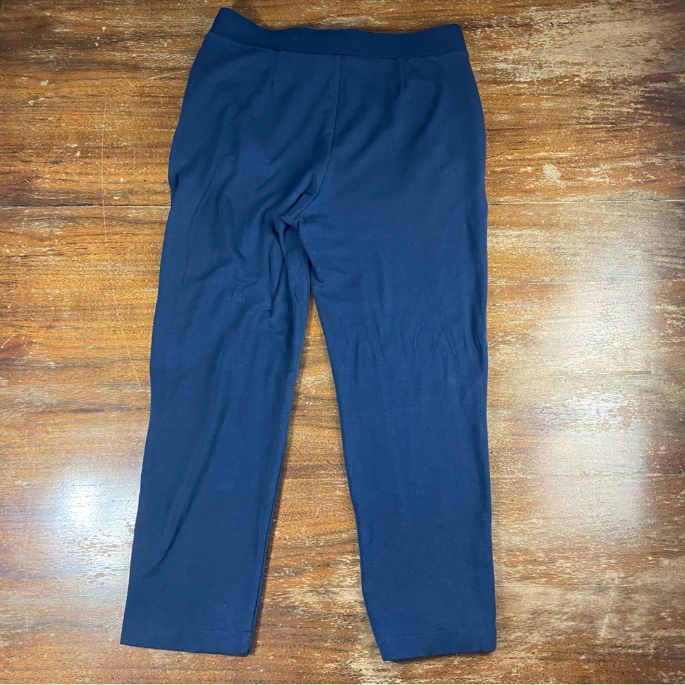 Chico's Size 1 Regular French Terry Joggers Dark Navy Blue Sweat Pants Workout - Picture 2 of 8